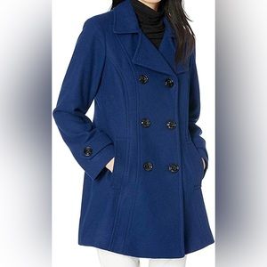 Anne Klein Blue Double-breasted Peacoat